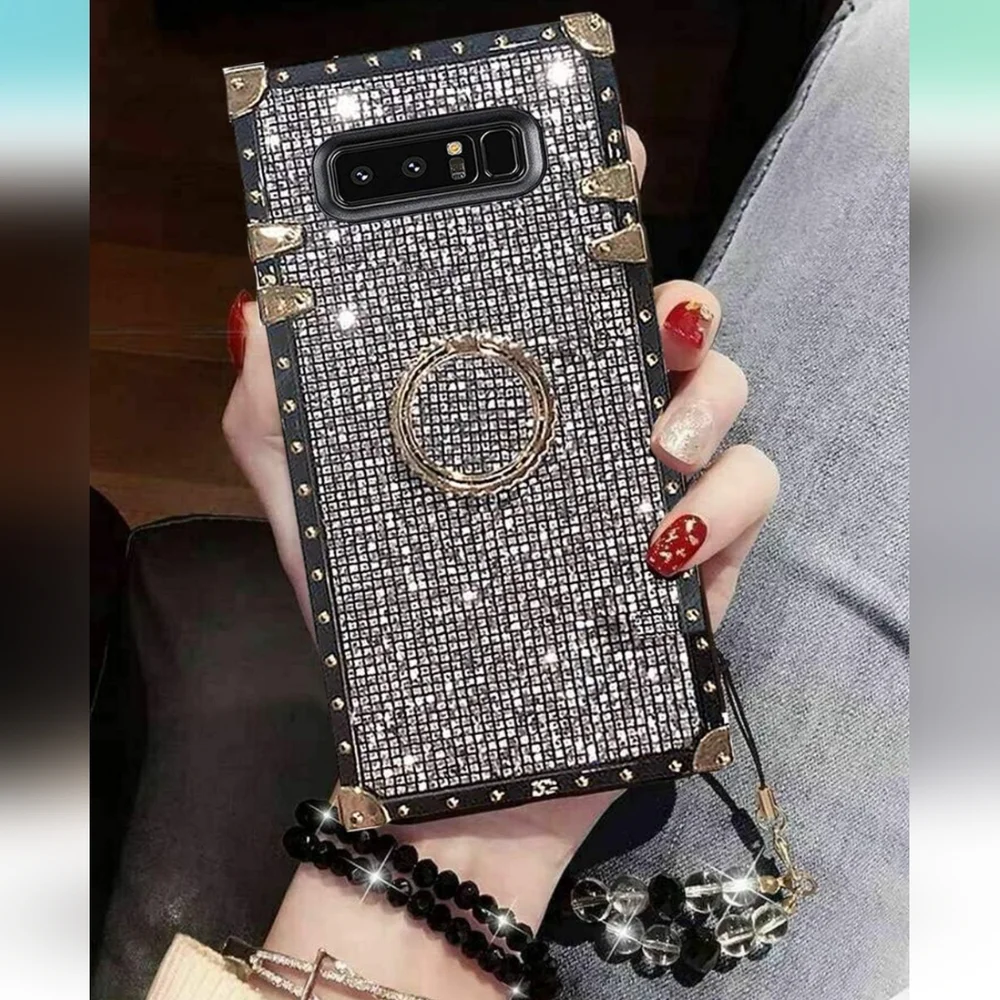 KAPADSON Samsung Galaxy Note 9 Luxury Bling Glitter Black Sparkle with Black Str